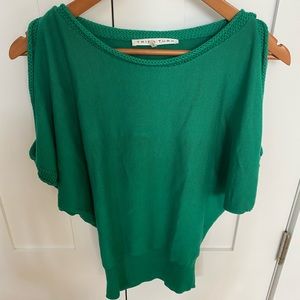 Trina Turk Emerald Green Cold Shoulder Sweater size P